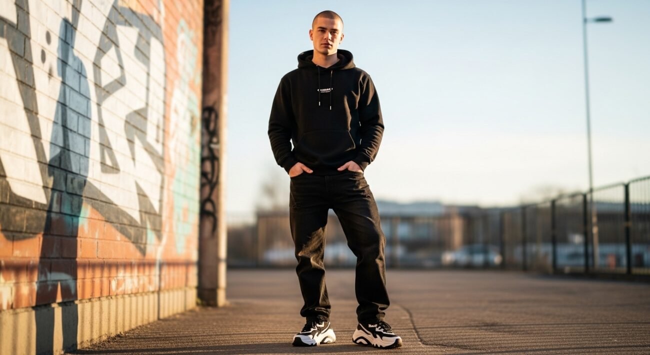 black baggy jeans