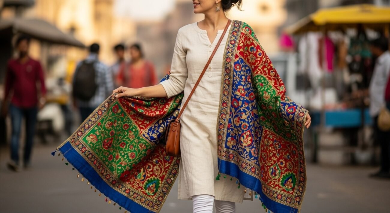 red dupatta