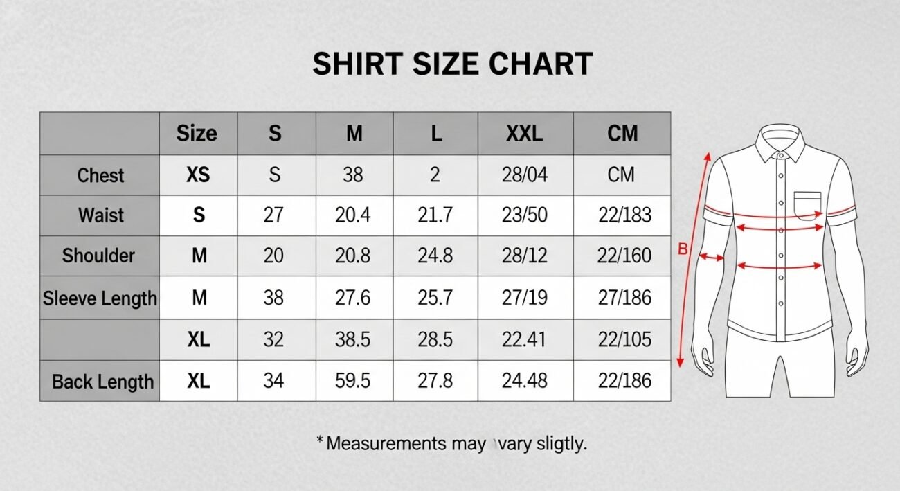 shirt size chart