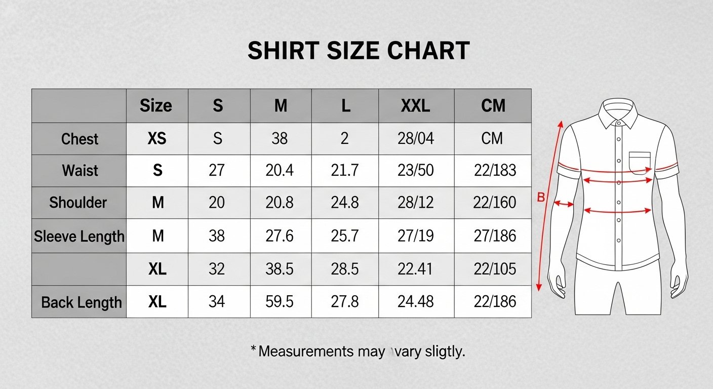 shirt size chart