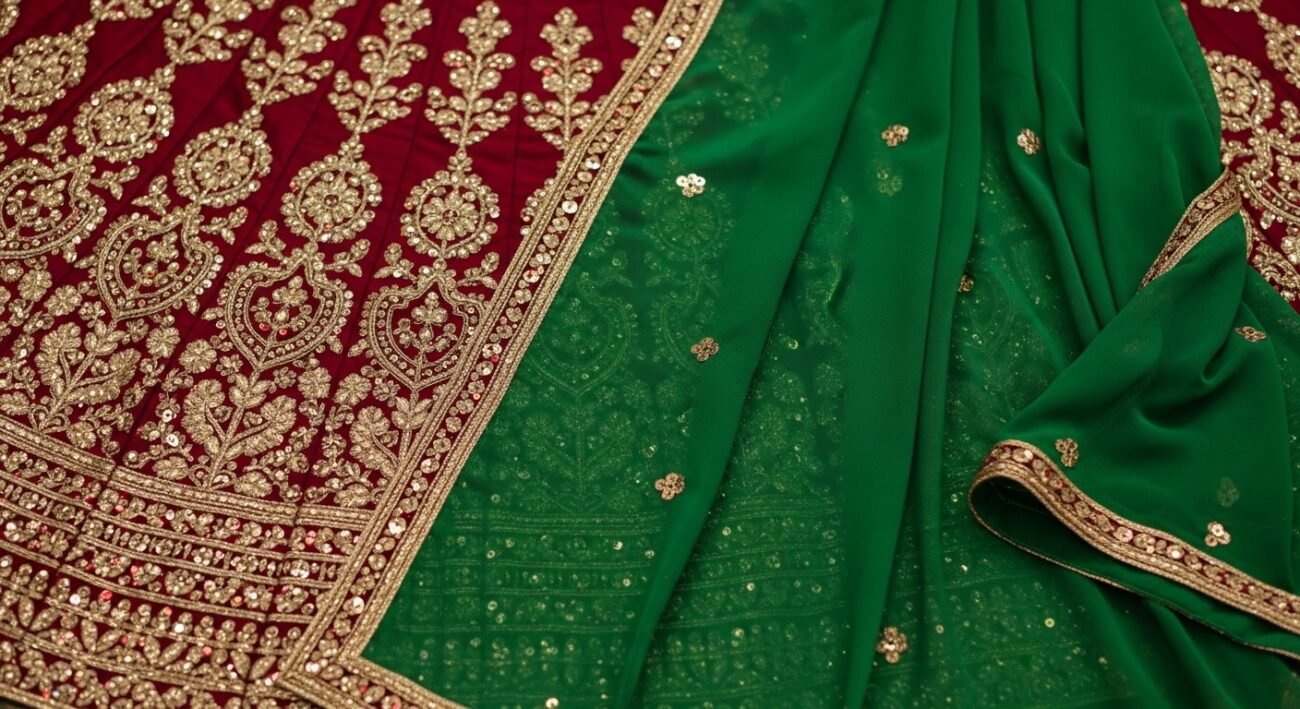 wedding maroon bridal lehenga