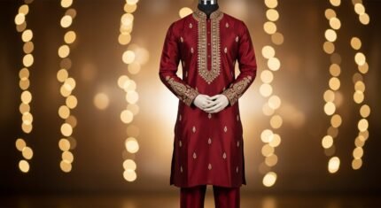 Mens maroon kurta pajama