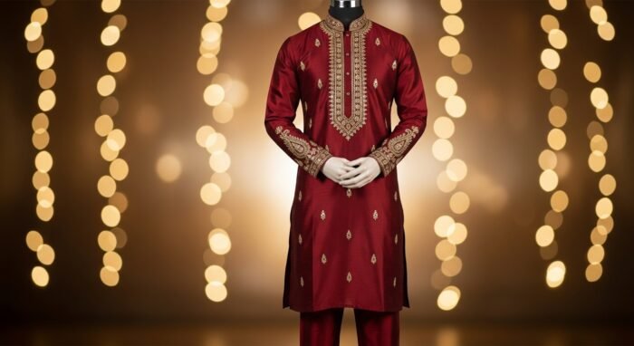 Mens maroon kurta pajama