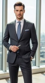 grey blend two piece suit