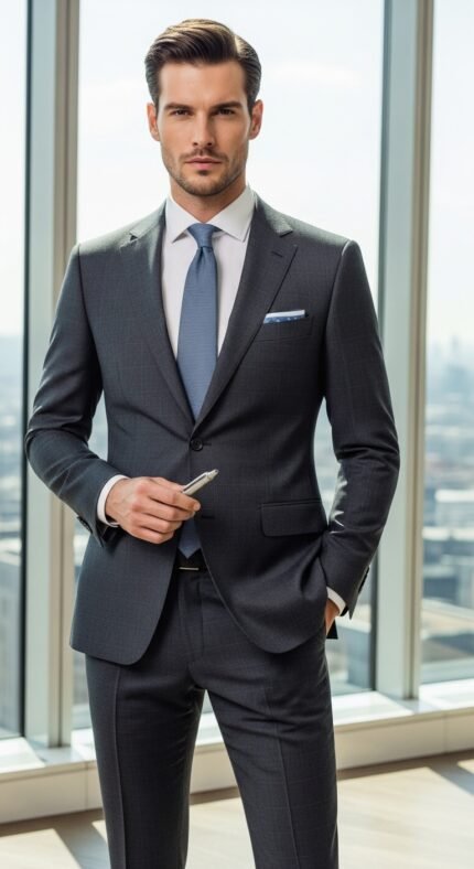 grey blend two piece suit