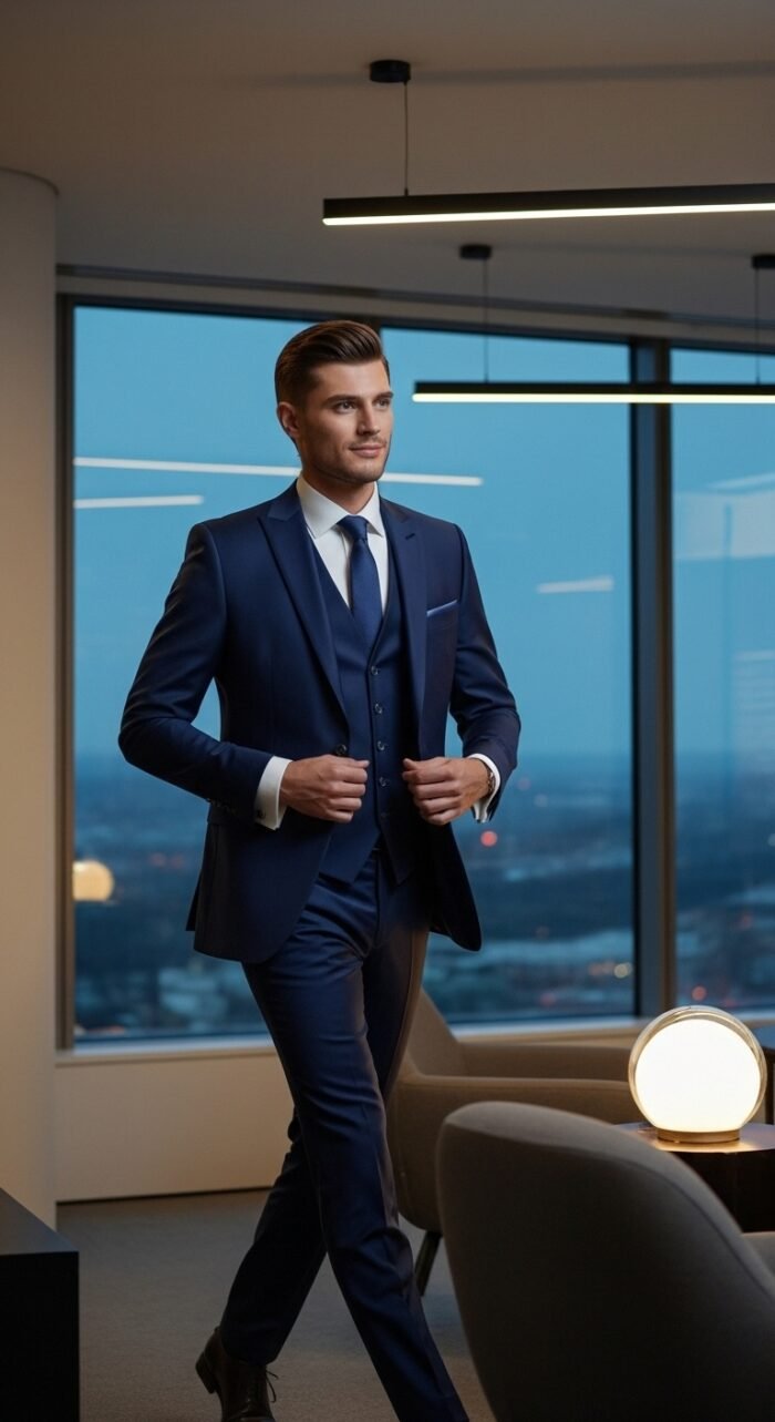 mens navy blue suit