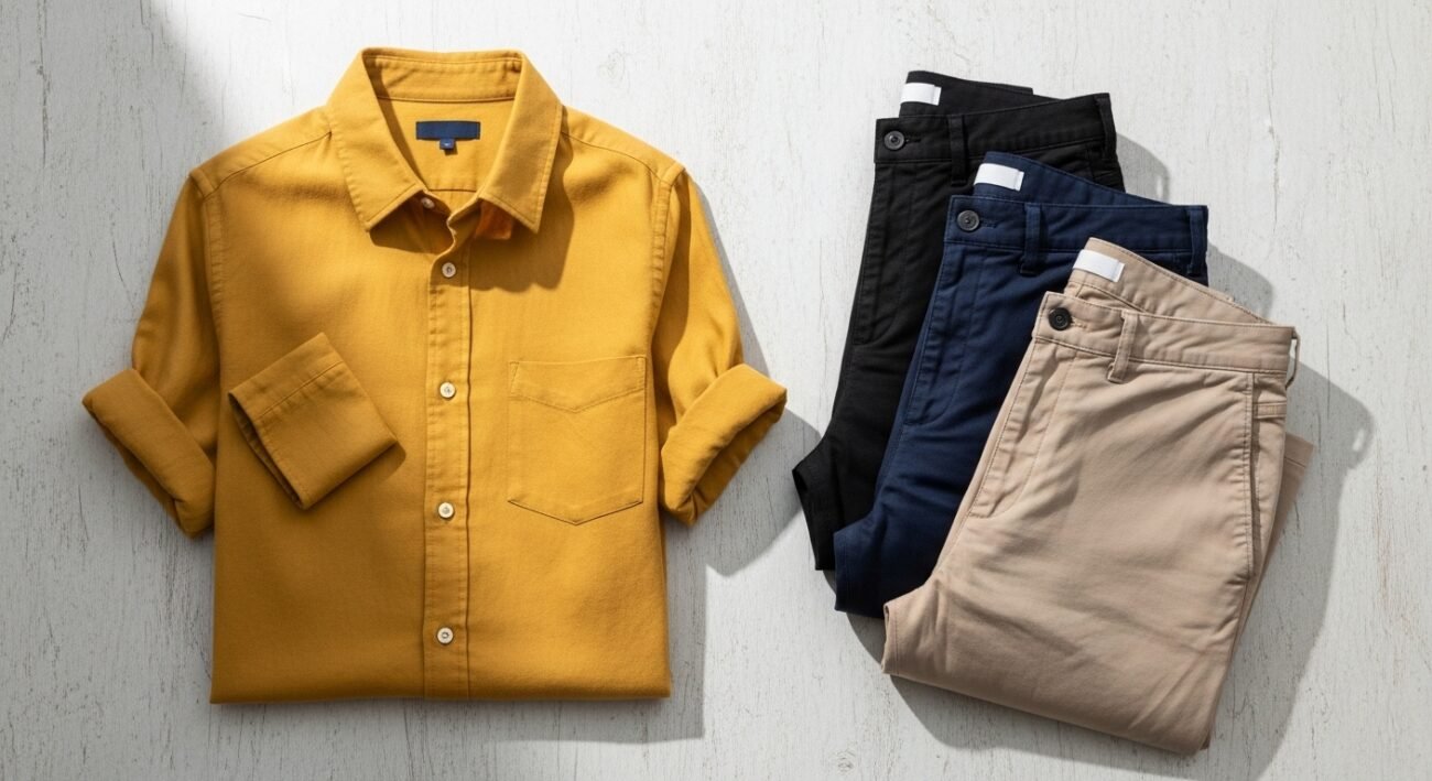 mustard color shirt