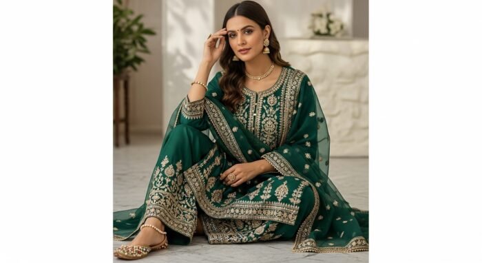 silk embroidered set with palazzo